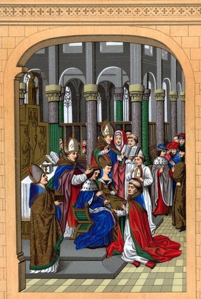 Korunovace Karla V., francouzského krále, 14. století, 1870. od Franz Kellerhoven