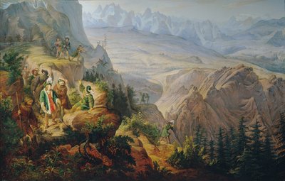 Císař Maxmilián I. (?) lovící kozorožce od Franz Krammer