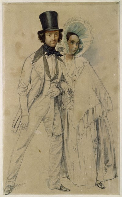Manželé Paul a Amalie Taglioniovi (Studie k obrazu „Přehlídka prvního gardového pěšího pluku“, 1839) od Franz Krüger