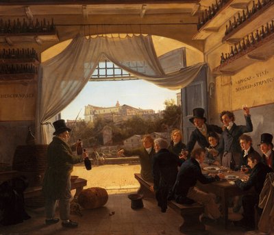 Německy: Kronprinz Ludwig in der Spanischen Weinschänke zu Rom Korunní princ Ludvík ve španělské vinárně v Římě od Franz Ludwig Catel
