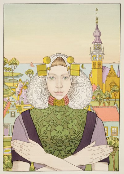 Dutch Girl, 1897, z LEstampe Moderne, vydáno v Paříži 1897-99 od Franz M. Melchers