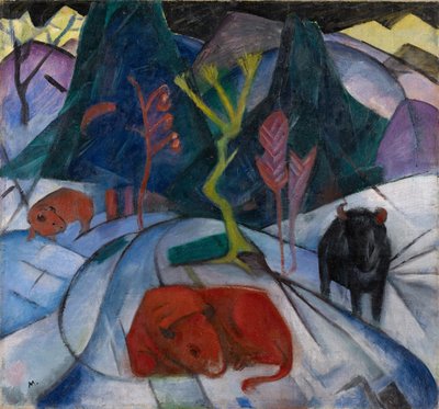 Bizon v zimě Červený bizon, 1913. od Franz Marc