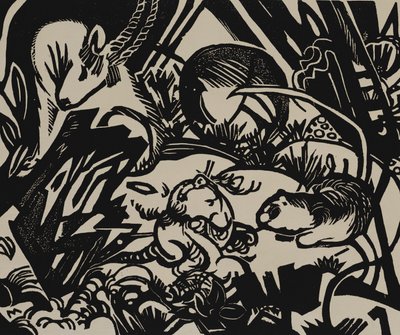 Zvířecí legenda (dřevořez) od Franz Marc