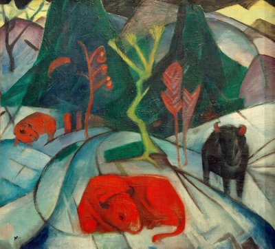 Zubr v zimě (zubr červený) od Franz Marc