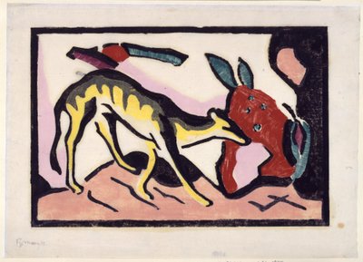 Fabeltier (Beilage zur Luxusausgabe des Almanachs Der Blaue Reiter) od Franz Marc