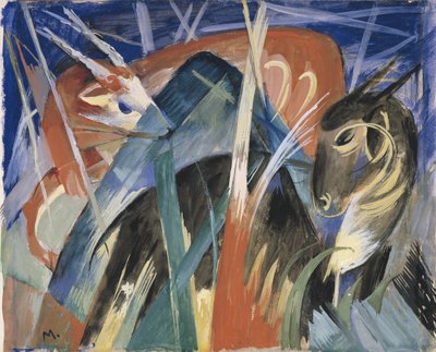 Bajka Zvířata I Kompozice se zvířaty I, 1913 od Franz Marc