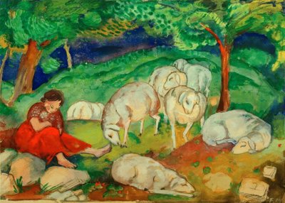 Ovčák s ovcemi od Franz Marc