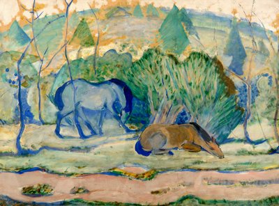 Koně na pastvě Koně v krajině od Franz Marc