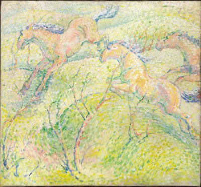 Skákací koně, 1910 od Franz Marc