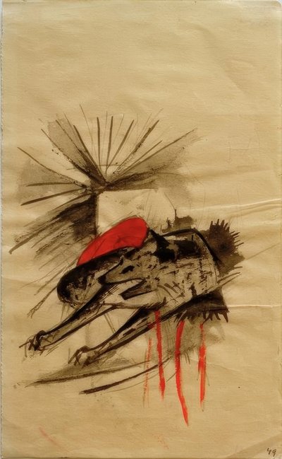 Ležící hyena (ležící vlk) od Franz Marc