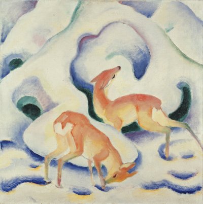 Jelen na sněhu II od Franz Marc