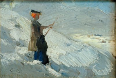 Stojící žena v zimní krajině od Franz Marc