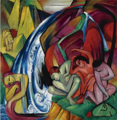 Vodopád Ženy pod vodopádem, 1912 od Franz Marc