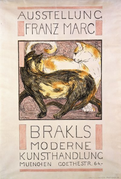 Dvě kočky, 1909-10 od Franz Marc