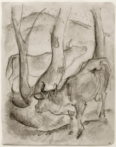 Dvě krávy pod stromy od Franz Marc