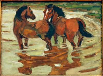 Dva koně ve vodě od Franz Marc