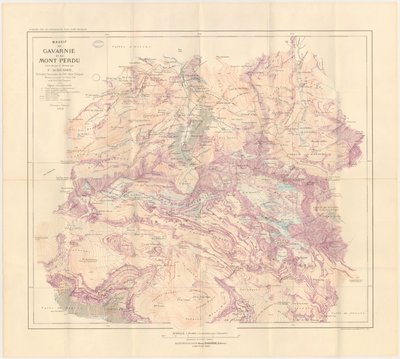 Mapa masivu Gavarnie a Mont Perdu publikovaná v roce 1914 od Franz Schrader