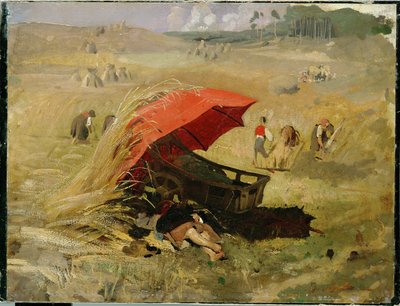 Červený deštník (olej na kartonu na papíře) od Franz Seraph von Lenbach