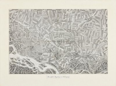 Perspektivní mapa Marchfeldu. Okolí Sachsengangu od Franz Xaver Schweickhardt