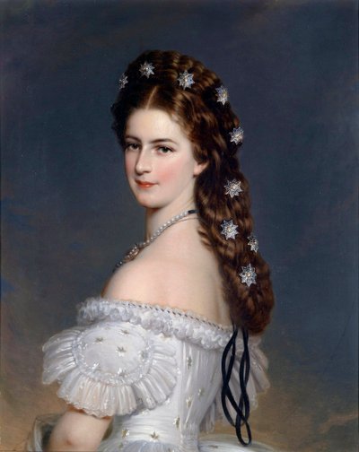 ""Portrét Alžběty z Wittelsbachu (1837-1898) (sissi nebo sisi), rakouské císařovny (1854-1898) a uherské královny (1867-1898)"" Obraz Franze Xaviera Winterhaltera (1805-1873) kolem roku 1860 sbírka od Franz Xaver Winterhalter