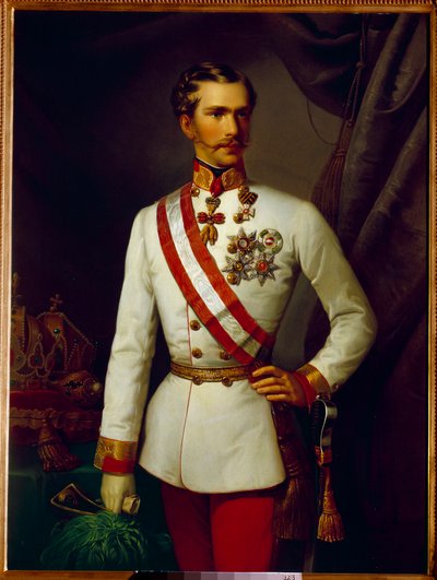 Portrétu Františka Josefa Rakouského bylo 28 let ve slavnostní uniformě (1830-1916). Obraz Francoise Xavera Winterhaltera (1806-1873) od Franz Xaver Winterhalter