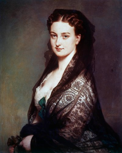 Neznámý má obraz mantilly od Franze Xaviera Winterhaltera (1806-1873). 1869. Rozm. 0,80 x 0,65 m. Compiegne, hradní muzeum od Franz Xaver Winterhalter