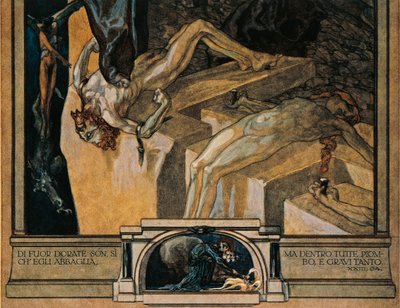 Rakousko, Vídeň, Ilustrace Božské komedie Danteho Alighieriho (Peklo, Píseň XXII) od Franze von Bayros, detail od Franz von Bayros (1866 1924)
