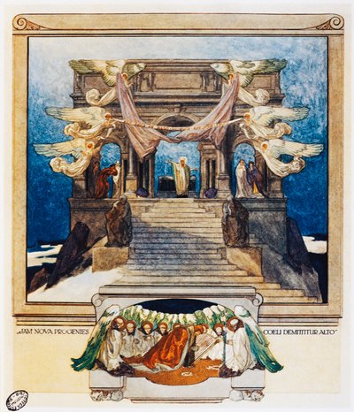 Und neue Nachkommenschaft steigt vom Himmel herab, Vers 72, Purgatorio, Canto XXII, Die Göttliche Komödie, von Dante Alighieri, Illustration von Franz Von Bayros, Wien von Franz von  Bayros