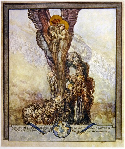 Ilustrace z Dantes Božské komedie, ráj, Canto XXIII, 1921 (wc na papíře) od Franz von Bayros