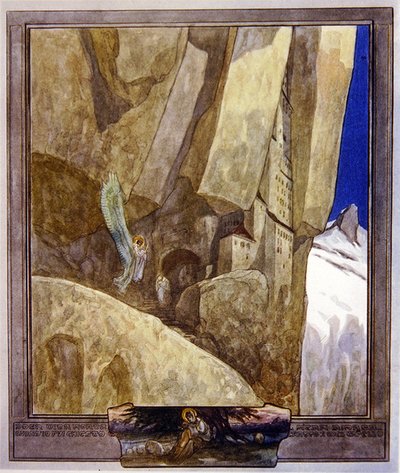 Ilustrace z Dantes Božské komedie, ráj, Canto XXI, 1921 (wc na papíře) od Franz von Bayros