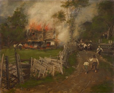 Hořící Seppenhaus v Reithu od Franz von Defregger