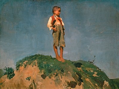 Brankář na travnatém kopci od Franz von Lenbach
