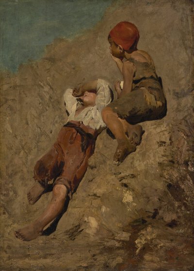 Dva selští chlapci na svahu od Franz von Lenbach