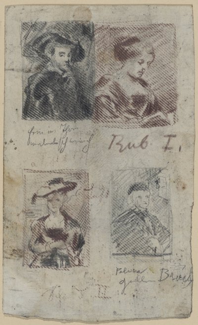 Tři kopie skic podle Petera Paula Rubense, jedna po Palmě Vecchio (?) od Franz von Lenbach, Peter Paul Rubens