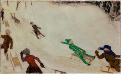 F v. Uvízlé, sáňkující děti od Franz von Stuck