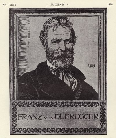 Franz von Defregger , rakouský umělec (litho) od Franz von Stuck