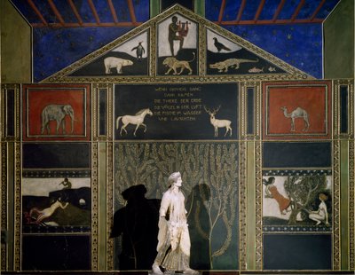 Orfeův mýtus, obraz od Franze von Stuck v typickém secesním námětu a barvě, zachovaný na východní stěně Hall of Music, Villa Stuck, Mnichov, Německo od Franz von Stuck