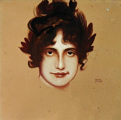 Portrét ženy, kolem roku 1896 (olej na papíře) od Franz von Stuck