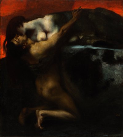 Polibek sfingy - Peinture de Franz Ritter von Stuck (1863-1928) - 1895 - Olej na plátně - 160x144,8 - Muzeum Szepmuveszeti, Budapešť od Franz von Stuck