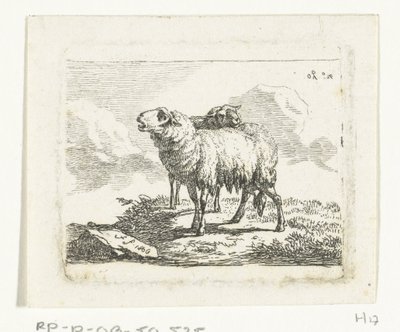 Dvě stojící ovce od Frédéric Théodore Faber
