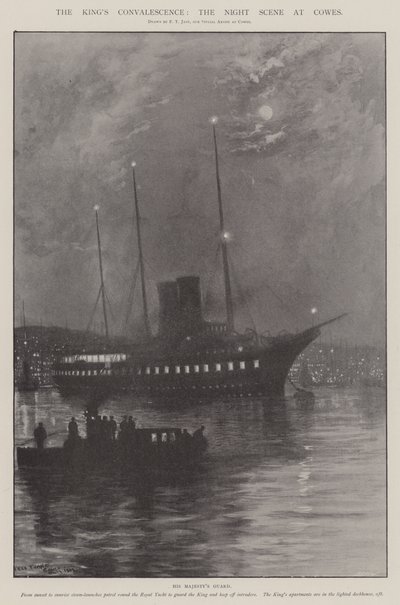 Králova rekonvalescence, Noční scéna v Cowes od Fred T. Jane