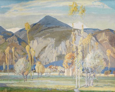 Přímořské Alpy, poblíž Alassio (tempera na hedvábí položeném na panelu) od Freda Marston