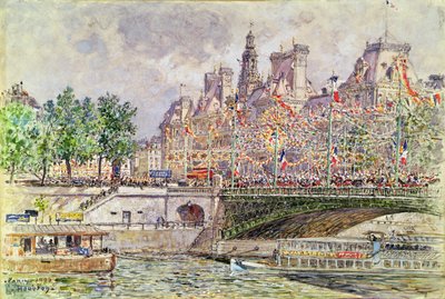 Place de lHotel de Ville, Paříž, 14. července 1905 od Frederic Anatole Houbron