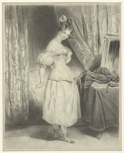 Mladá žena v ložnici, rozvazování její korzet živůtek od Frederic Bouchot