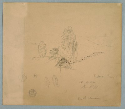 Došková střecha a tašková střecha s korunami stromů v hornaté krajině poblíž Chimborazo, Ambato, Ekvádor od Frederic Edwin Church