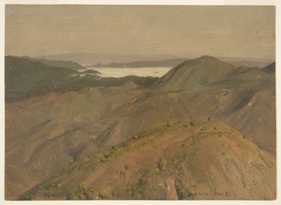 Vzdálený výhled přes vrcholky kopců, Jamajku, Západní Indii od Frederic Edwin Church