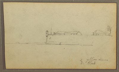 Kresba, Pevnost; Verso: Botanické skici, Dům, 1857 od Frederic Edwin Church