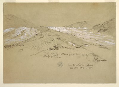 Kresba, Aletschský ledovec, Bernské Alpy, Švýcarsko, 28. srpna 1868 od Frederic Edwin Church