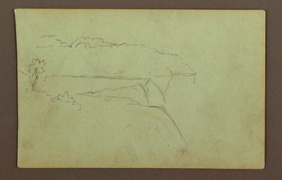 Kresba, Americké vodopády pod zamračenou oblohou, řeka Niagara, pravděpodobně 1856 od Frederic Edwin Church