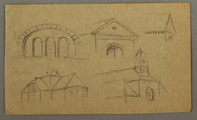 Kresba, architektonické studie, Rakousko (), 1868 od Frederic Edwin Church